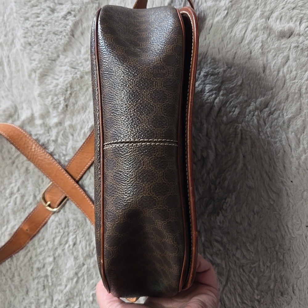 Celine Vintage brown leather macadam crossbody bag - Picture 9 of 15